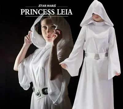Star Wars Adult Womens Princess Leia Fancy Dress Costume Halloween Cosplay Suit • £18.90