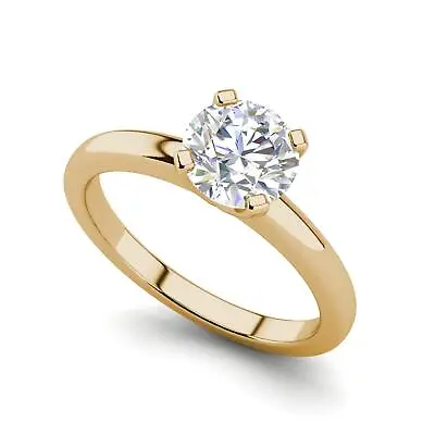 Solitaire 0.5 Carat VVS1/D Round Cut Diamond Engagement Ring Yellow Gold Treated • $2529.30