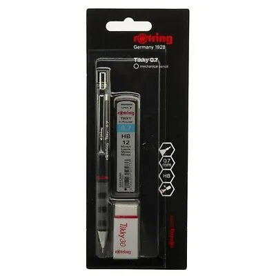 £5.59 • Buy Rotring Tikky Black 0.7 Mm Mechanical Pencil Leads And Eraser HB Set