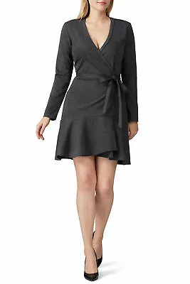 Nicole Miller Artelier CHARCOAL Ponte Wrap Dress US Medium • $27.77