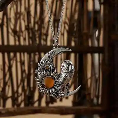 Creative Vintage Sunflower Owl Pendant Necklace Party Jewelry Boho Unique Gift • $9.98