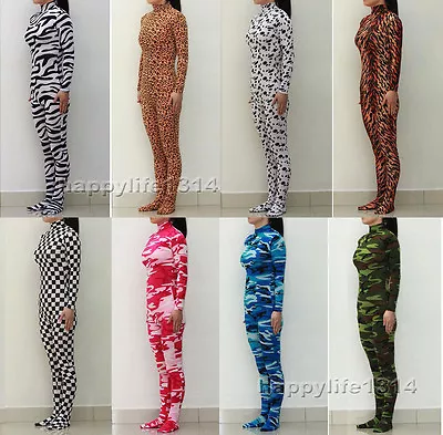 $17.10 • Buy Spandex Zentai Costume Skin Suit Camo Patterns Animals Unitard No Hood & Hands 