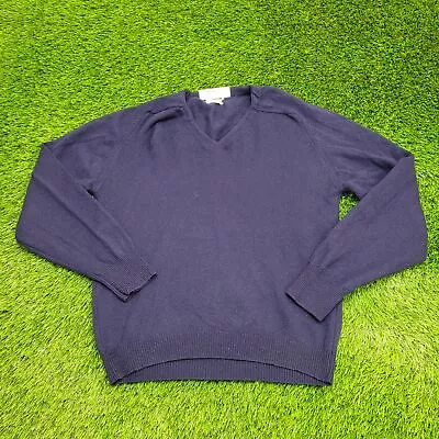 Vintage McGregor Preppy Wool Knitwear Athletic Sweater L-Short 21x26 Navy-Blue • $78.77