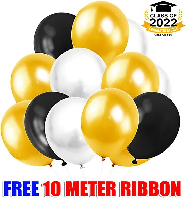 £2.19 • Buy 30 Pcs Black & Gold Pack Of 10  Latex Baloons Prom Graduation Party Decors