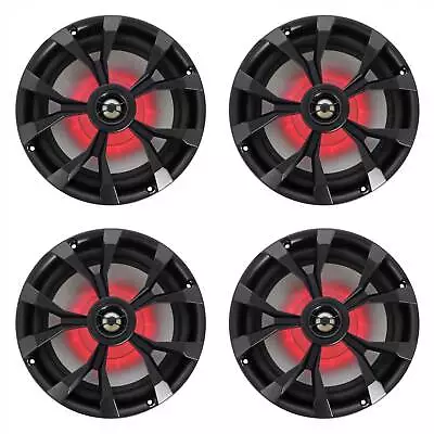 (4) Rockville RKL80MB 8  900 Watt Black 2-Way Marine Boat Speakers W/LED's • $144.90