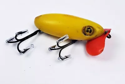 Fred Arbogast Wartime Jitterbug Lure Light Yellow Red Eye With Red Plastic Lip • $9.99