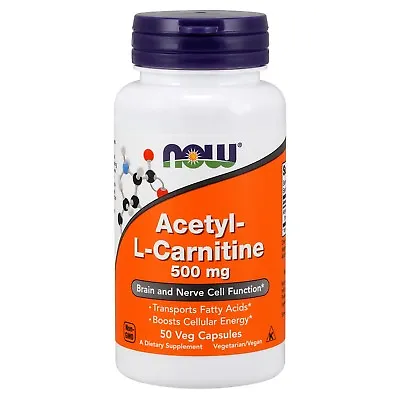 NOW Foods Acetyl-L-Carnitine 500 Mg 50 Veg Capsules • $12.99