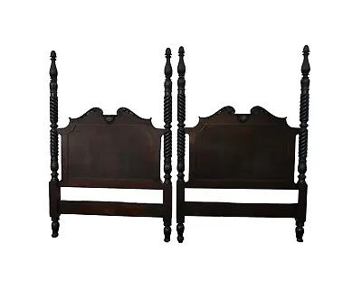 Antique Pair Of Carved Mahogany Federal Style Headboards For Twin Beds • $898