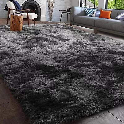 Fluffy Rugs Large Shaggy Rug Living Room Bedroom Anti-Slip Soft Carpet Floor Mat • £8.98