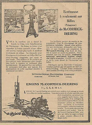 1928 McCORMICK-DEERING ENGINES & CREAM SEPARATOR ORIGINAL AD IN FRENCH • $9.99