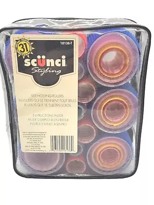 VTG Scunci Self-Holding Styling  Rollers  31 Piece Pack 5 Sizes In  Zip Case • $12.99