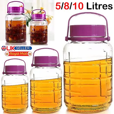 5/8/10 Litre Large Glass Preserve Beverage Food Juice Air Tight Container Jars. • £15.99