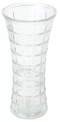 £14.99 • Buy 30cm Tall Glass Flower Vase Flared Design, Cubed Cut Glass Design Flared Vase