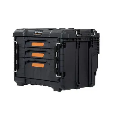 RIDGID Modular Tool Box Storage 3 Drawer Wall Mountable Lockable Stackable Black • $127.44