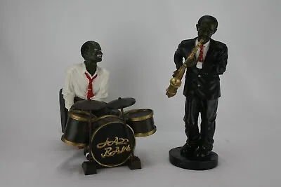  Vintage Jazz Band Figurines Saxophonist And Drummer Americana A++++ • £68