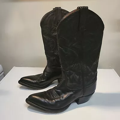 TONY LAMA Mens Size 7.5 D Womens Size 9 Black Leather Cowboy Western Boots • $55.95