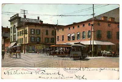 Postcard MD Hagerstown Public Square Trolleys Street Cars Horse And Buggy  • $7.85