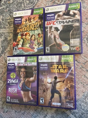 $15 • Buy Xbox 360 Kinect Games 4 Bundle Zumba Fitness Kinect Adventures Star Wars UFC