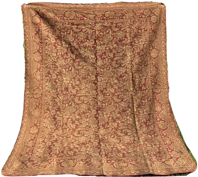 $99.99 • Buy Mid 19th Century Opulent Jacquard Throw Coverlet Floral Metallic Thread Blanket
