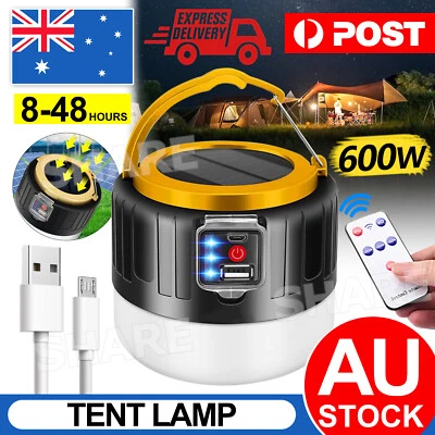 $15.95 • Buy 600W LED Solar Light + Remote USB Rechargeable Tent Camping Emergency Outdoor AU