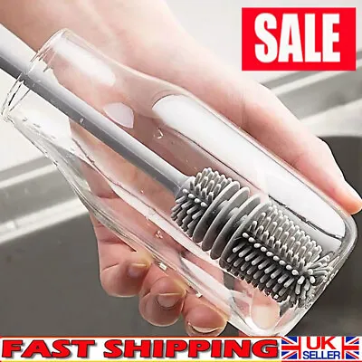 Silicone Bottle Cleaning Brush With Long Handle BO • £4.73