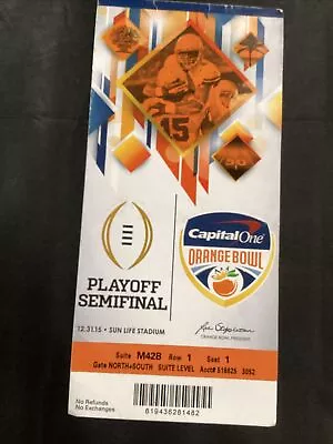 2015 Dec 31 Orange Bowl College Footbsll Ticket Oklahoma Clemson Deshaun Watson • $9.99