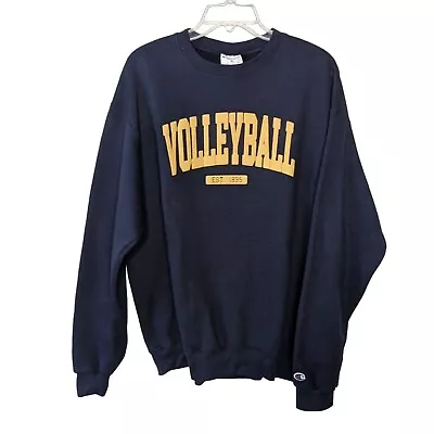 Champion Authentic Long Sleeve VOLLEYBALL Navy Blue And Yellow Sweatshirt XL • $20