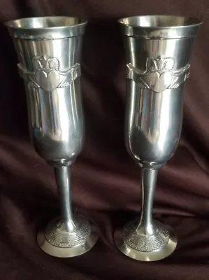 Mullingar Pewter Ireland Finest Grade Champagne Flutes Set 8   • $118