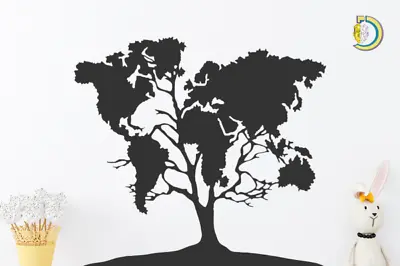 Tree World Map Metal Wall Art Wall Decor Vector DXF SVG CDR File Vectore For CNC • $4.99