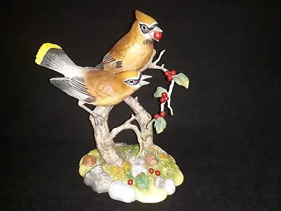 RARE 1997 Porcelain Maruri Songbird Serenade Cedar Waxwing Pair With Berries • $149.95