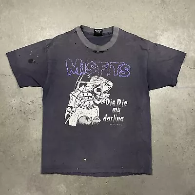 Vintage 90s Misfits Die My Darling Faded Stressed Graphic Band Tee T Shirt Black • $399.99