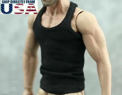 1/6 Men Tank Top BLACK For 12  PHICEN Hot Toys GANGHOOD Muscular Male Figure • $9.89