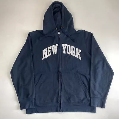 USA Varsity New York Dark Blue Full Zip Hoodie  Size L • £21.95