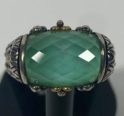 Bixby 925 Sterling Silver & 18k Gold Chrysoprase Doublet Ring Size 5 1/4 • $47.05