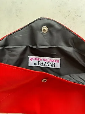 Rare Matthew Williamson For Bazaar Red Satin Envelope Clutch Purse Bag Pouch • £12