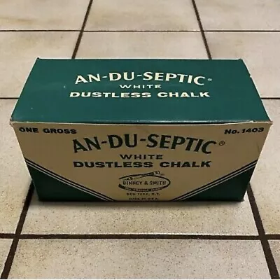 Vintage AN-DU-SEPTIC White Dustless CHALK #1403 1 Gross CARTON (144 Pc) - NOS • $54.99