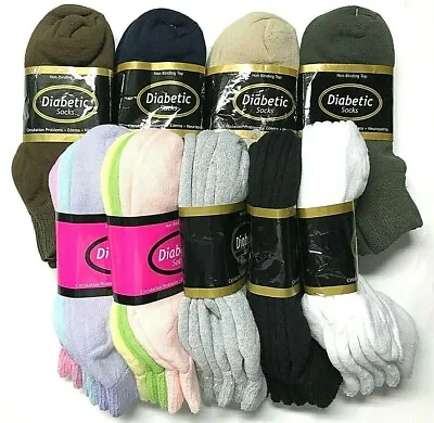 3 /6 /12 / Pair Non-Binding Top DIABETIC Colors Ankle Sock Size10-13 & 9-11 USA. • $12.99