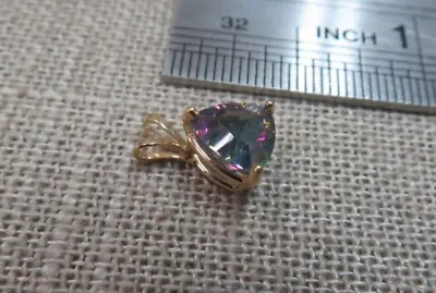 Small 14K Solid Yellow Gold Mystic Topaz Charm Pendant - .66 Grams • $62.50