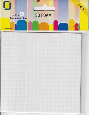 £0.99 • Buy 400 Double Sided Sticky Foam Pads JeJe 5mm X 5mm X 1mm 1.5mm 2mm OR 3mm Deep