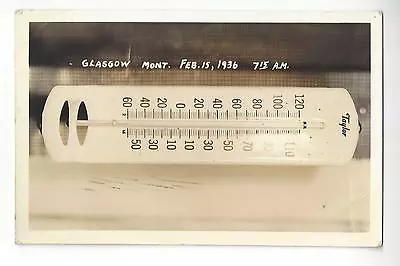 1936 Glasgow Montana Thermometer RPPC • $12
