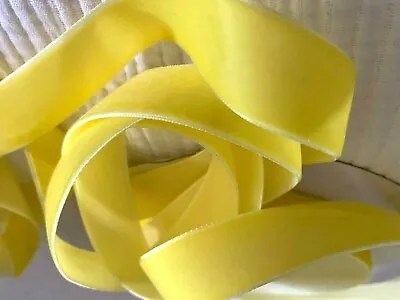 Vintage 7/8  Velvet Ribbon 3yds Made In Switzerland Lemon Yellow • $13.99