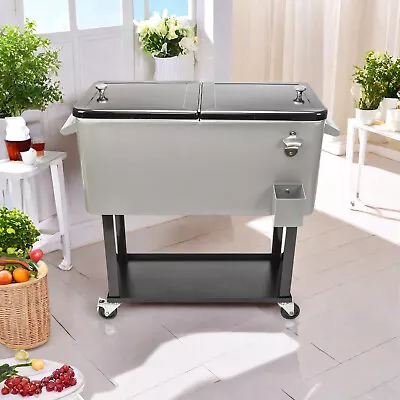 Modern Silver Portable 80QT Rolling Freezer Cooler Cart Freezer Incubator Cart • $151.95