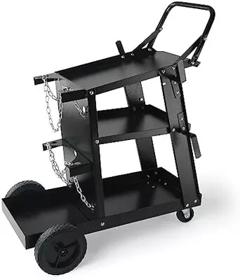 VEVOR 3-Tier Heavy Duty Welding Cart TIG MIG Rolling Welder Cart On Wheels 400lb • $75.61