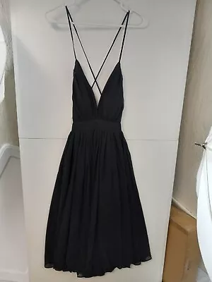 NWT MEGHAN LA LOS ANGELES Black Enchanted Garden Midi DRESS Women's Small • $59.99