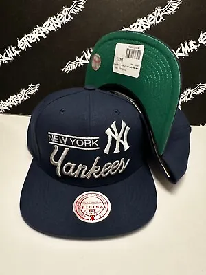 NWT Mitchell & Ness New York Yankees SCRIPT LOGO Navy Blue Snapback Hat • $24.95