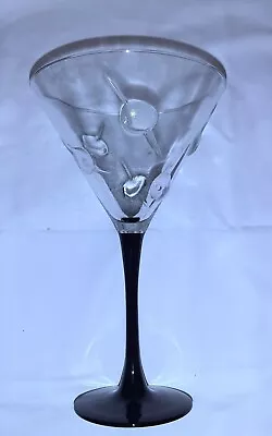 CRISTAL D'ARQUES-DURAND Olives Toothpicks Martini Glass Black Stem • $12.99