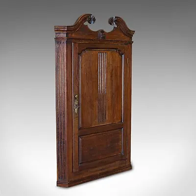 Antique Georgian Corner Cabinet English Oak Wall Hanging Cupboard Circa 1780 • £1195
