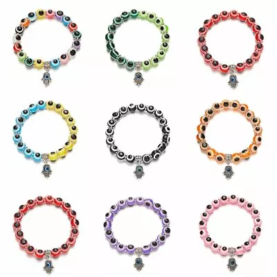 $1.64 • Buy Fashion Evil Eye Beads Bracelet Chain Adjustable Women Men Turkish Luck Jewelry