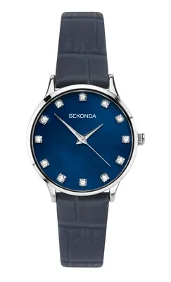 £18.99 • Buy Sekonda Ladies Blue Mother Of Pearl Dial Leather Strap Watch 2959