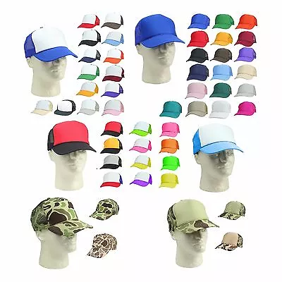 Trucker Hat Baseball Cap Mesh Caps Blank Plain Hats (39 Color Choices) • $2.99